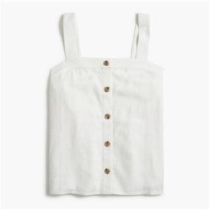 J. Crew white linen-blend button-front tank